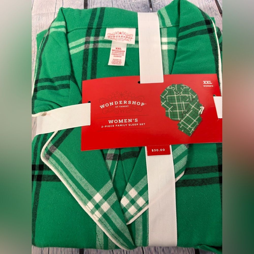 NWT Wondershop Green Plaid Loungewear Holiday Cabincore Sleepwear Pajama Set XXL